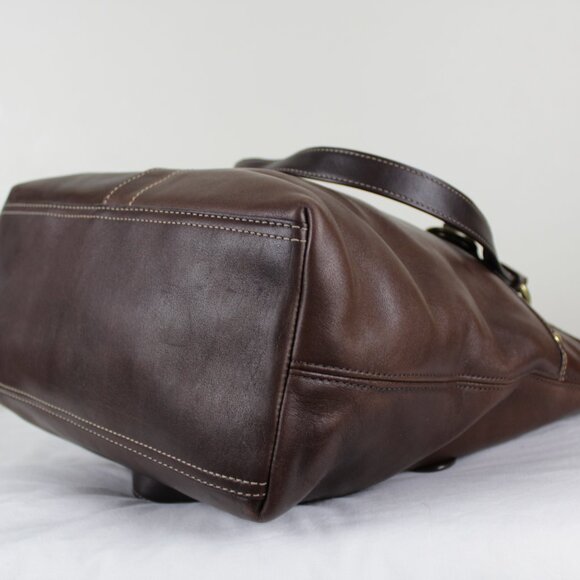 Coach F13757 Lily Legacy Chocolate Brown Shoulder Bag With Turn lock Detail - Picture 7 of 12